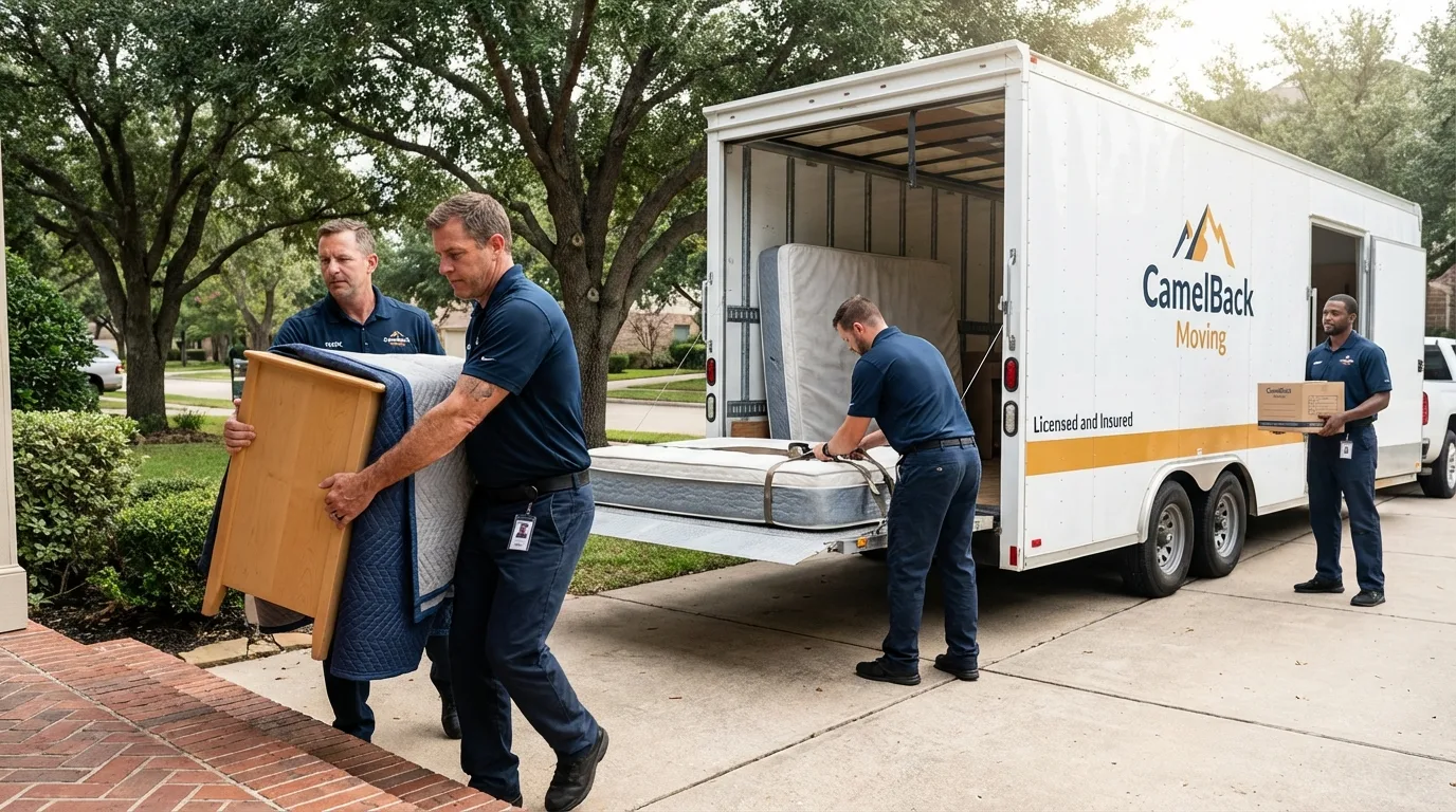Crew loading residential truck for cross-state move from Carpentersville, IL