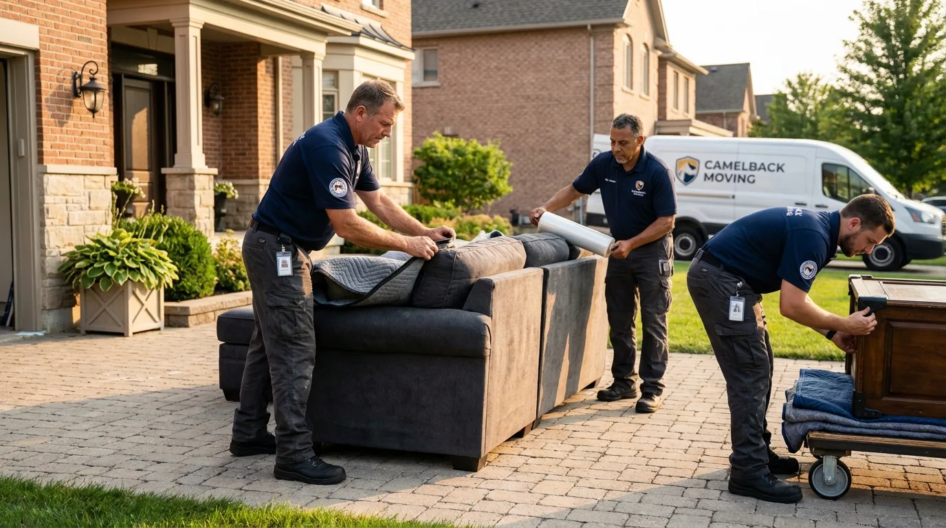 Large estate moving crew wrapping furniture in Carpentersville, IL