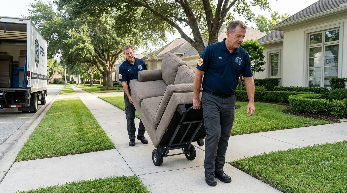 Local residential moving crew loading furniture in Carpentersville, IL