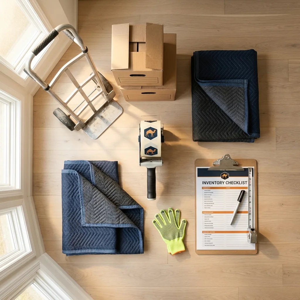 Professional moving supplies and packing materials layout for Carpentersville residential relocations